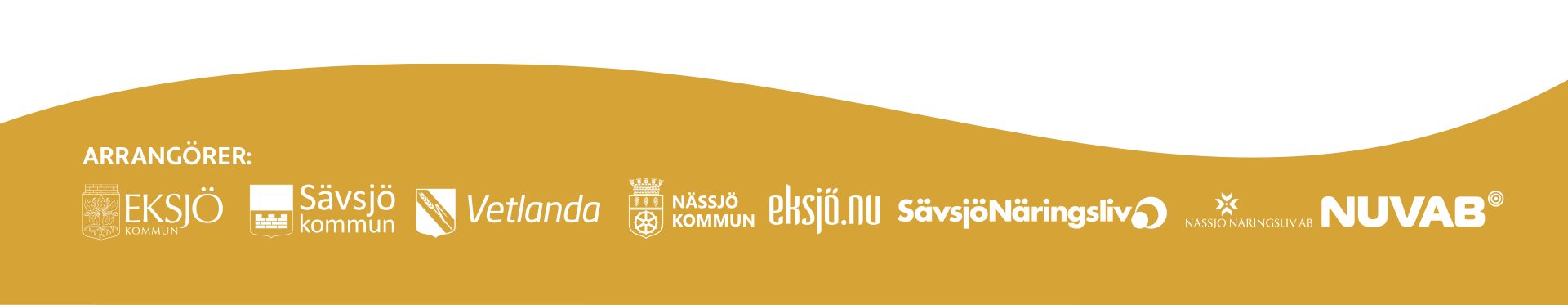 Arrangörernas loggor - Eksjö kommun, Sävsjö kommun, Vetlanda kommun, Nässjö kommun, eksjö.nu, Sävsjö näringsliv, Nässjö näringsliv, Nuvab